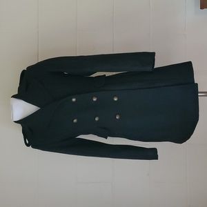 H&M Black Double Breasted Military Style Coat Wool Blend Size 4